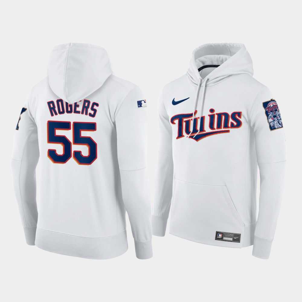 Men Minnesota Twins 55 Rogers white home hoodie 2021 MLB Nike Jerseys